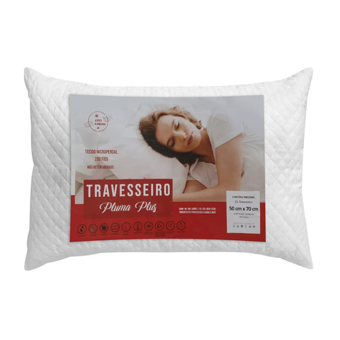 Travesseiro 200 Fios 50x70 Branco Enchimento Silicone