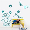 Ver imagem 1 de Adesivo de Parede Cartelas Menino Soltando Pipa - Es 100x121cm