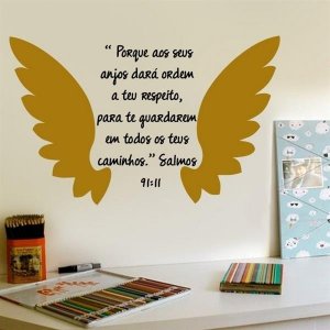 Adesivo de Parede Frase Salmos 91:11 - M 75x119cm