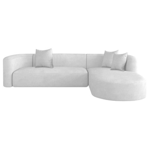 Sofá Modular Celinne Luxuoso Sala de Estar Decoração Luxo 265cm Bouclé Branco