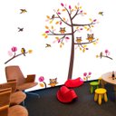 Ver imagem 1 de Adesivo de Parede Arvore Colorida com Passaros - M 112x80cm
