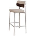 Ver imagem 5 de Kit 04 Banquetas Alta Bar Cozinha Sala de Jantar Aço Branco Kaira C01 Linho Areia Courino Café -