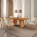 Ver imagem 1 de Mesa de Jantar Carolina Tampo 180cm Mdf Canto Copo e 6 Cadeiras Melissa Moderna Mobilia