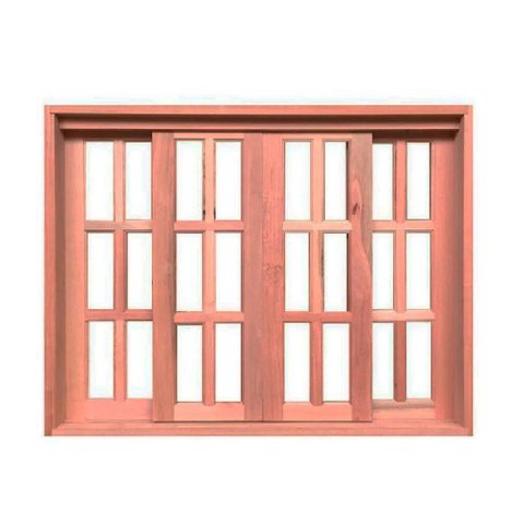 Janela de Madeira Vitro de Correr Quadriculado 1,00(a)x1,20(l) 4folhas Eucalipto Grandis Rosa