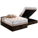 Ver imagem 1 de Cama Box Baú Queen: Colchão Molas Masterpocket Ensacadas Herval Maxspring Spain + Base Crc Suede