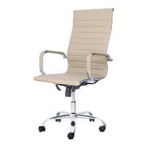 Cadeira Escritório Stripes Presidente PU Nude Base Giratória Cromada Altura Ajustável