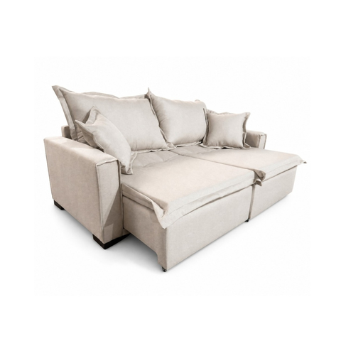 Sofá Cama Milano Retrátil e Reclinável Linho 1,90:Cru