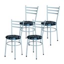 Ver imagem 1 de Conjunto 4 Cadeiras Epoxi Cinza para Cozinha Assento Estampado Cor:floral Preto