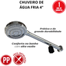 Chuveiro de Água Fria Tam 4" com Registro Cor Cromado Durín - 2