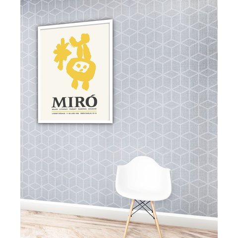 Quadro Decorativo Miró Maleri Litograph - 70x50cm:moldura Preta