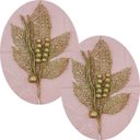 Ver imagem 2 de Folhas Flores Enfeite Natal Gliter Dourado de 45cm Kit 6pçs