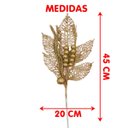 Ver imagem 3 de Folhas Flores Enfeite Natal Gliter Dourado de 45cm Kit 6pçs