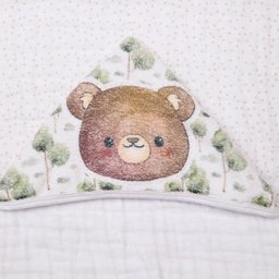 Toalha de Banho Bebe Soft Papi Amiguinhos: Urso Verde - 3