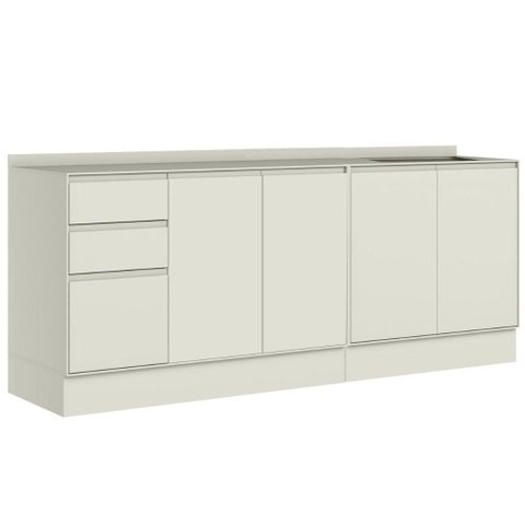 Balcão Cozinha Henn Fineze 5 Portas 2 Gavetas 200cm Areia