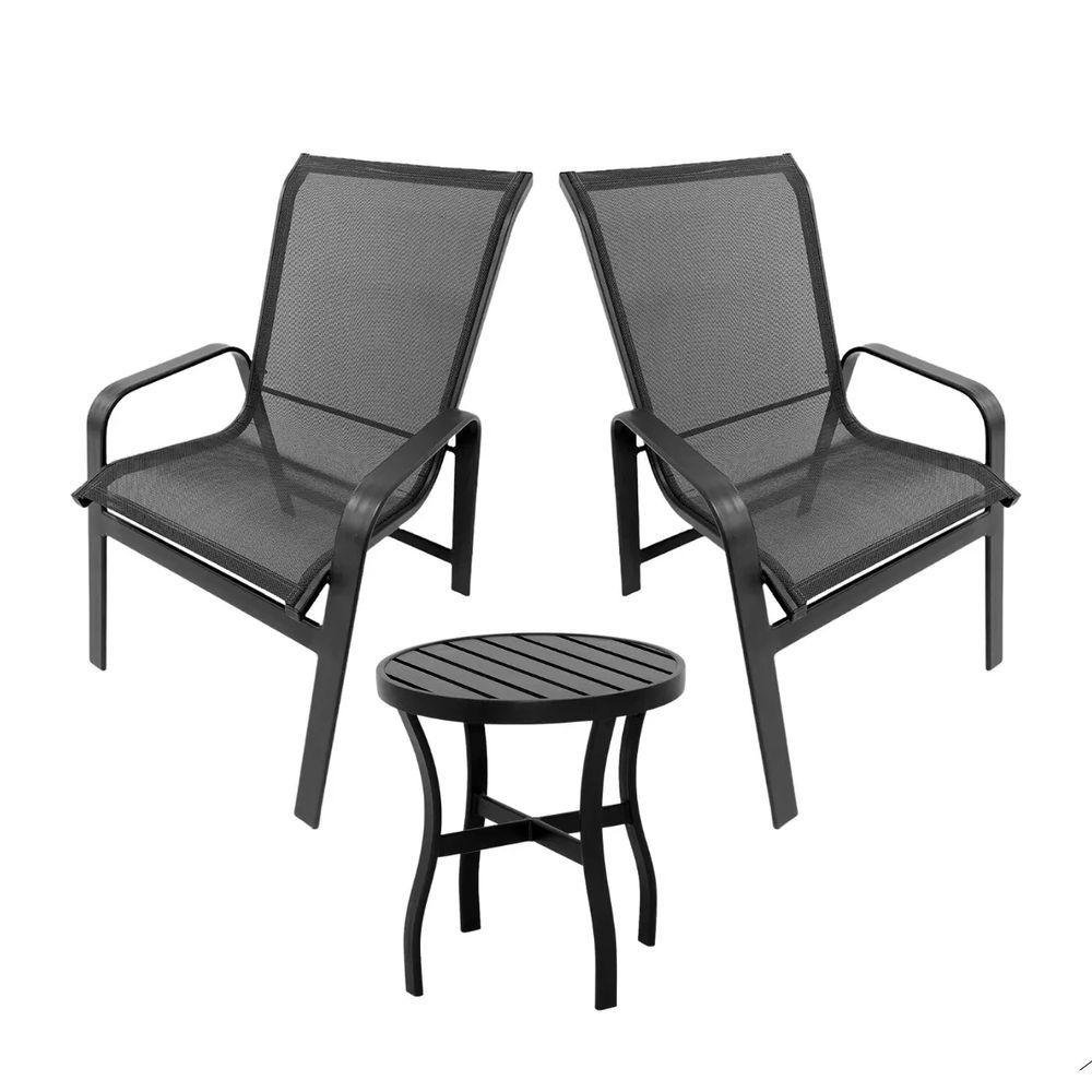 Kit 2 Cadeiras Lótus Premium e Mesinha Pés em X Preto