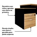 Ver mais imagens de Mesa Escritório 1,50m Nicho e Gaveteiro Pé Painel Mac Pr F5 Cor:macadâmia com Preto