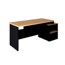 Ver imagem 3 de Mesa Escritório 1,50m Nicho e Gaveteiro Pé Painel Mac Pr F5 Cor:macadâmia com Preto