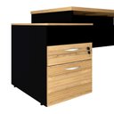 Ver imagem 4 de Mesa Escritório 1,50m Nicho e Gaveteiro Pé Painel Mac Pr F5 Cor:macadâmia com Preto
