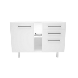 Balcão Fogão-Pia 1200 Gaveta/Direita Branco/Branco Evolution - Montado - 1