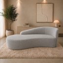Ver imagem 1 de Sofá Divã Orgânico Charlotte Sala 180cm Bouclé:Prata/Liso Prata
