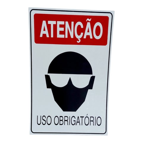 Placa de Sinalização Obrigatorio Uso de Oculos 20 X 30 Cm