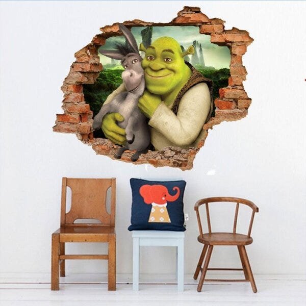Adesivo para Porta 3D Shrek e Burro