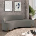 Ver imagem 2 de Sofá 4 Lugares Orgânico 220cm Pé Dourado Morgan Suede Grafite D03 - D'Rossi