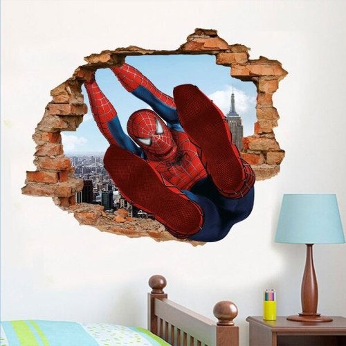 Adesivo de Parede Buraco Falso Homem Aranha 3D