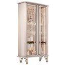 Ver imagem 1 de Cristaleira de Vidro com Espelho Alvora H01 Off White - Mpozenato HB Móveis