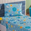 Ver imagem 4 de Kit Colcha + Jogo de Cama Bouti Kids Solteiro Infantil 5 Peças 100% Poliéster - Astronauta