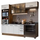 Ver imagem 4 de Cozinha Completa Agata 9 Portas 3 Gavetas MDP 270cm Rustic e Branco