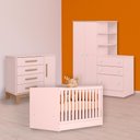 Ver imagem 1 de Conjunto Berço Mini Cama, Cômoda Sapateira Slim e Guarda Roupa C/ Cômoda Rosa
