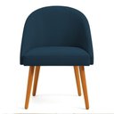 Ver imagem 4 de Kit 02 Cadeiras Poltrona de Jantar Luna Suede Azul Marinho Pés Palito Castanho - Pallazio