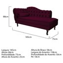Ver imagem 5 de Diva Recamier Diana 185cm Lado Direito Suede - ADJ Decor - Bordô