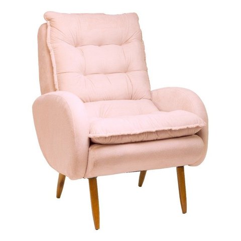 Poltrona Decorativa - Munique - Revestimento Suede Ladecor Estofados Rosa