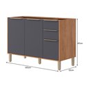 Ver imagem 3 de Balcão de Cozinha Divina Esplêndida Brilhante Celeste Áurea 120cm Cinamomo/titânio sem Tampo -