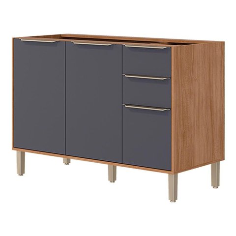 Balcão de Cozinha Divina Esplêndida Brilhante Celeste Áurea 120cm Cinamomo/titânio sem Tampo -