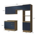 Ver imagem 3 de Armário de Cozinha Completa Torre Quente 100% Mdf 270cm Nogueira/azul Profundo Celeste Kappesberg