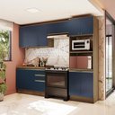 Ver imagem 1 de Armário de Cozinha Completa Torre Quente 100% Mdf 270cm Nogueira/azul Profundo Celeste Kappesberg
