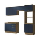 Ver imagem 2 de Armário de Cozinha Completa Torre Quente 100% Mdf 270cm Nogueira/azul Profundo Celeste Kappesberg