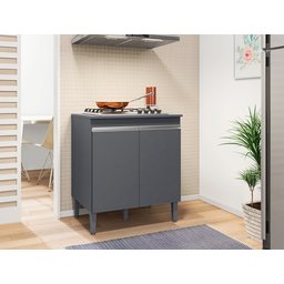 Balcão P/ Cooktop Andreia 4 Ou 5 Bocas  CINZA - Ajl Móveis - 2