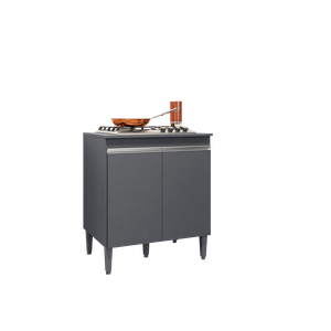 Balcão P/ Cooktop Andreia 4 Ou 5 Bocas  CINZA - Ajl Móveis