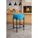 Ver imagem 2 de Banqueta Alta Glamour Assento em Veludo Base Preta sem Encosto Turquesa Smf Decor