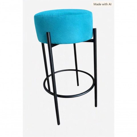 Banqueta Alta Glamour Assento em Veludo Base Preta sem Encosto Turquesa Smf Decor