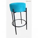 Ver imagem 1 de Banqueta Alta Glamour Assento em Veludo Base Preta sem Encosto Turquesa Smf Decor