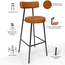 Ver imagem 4 de Kit 04 Banquetas Alta Bar Cozinha Sala de Jantar Estrutura em Aço Milão L02 Couríssimo Canela - Lyam