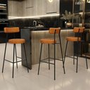 Ver imagem 2 de Kit 04 Banquetas Alta Bar Cozinha Sala de Jantar Estrutura em Aço Milão L02 Couríssimo Canela - Lyam