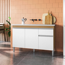 Ver imagem 3 de Balcão Gabinete de Cozinha 3 Portas 120cm Tatiane sem Tampo:amêndoa Branco