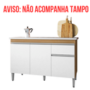 Ver imagem 2 de Balcão Gabinete de Cozinha 3 Portas 120cm Tatiane sem Tampo:amêndoa Branco