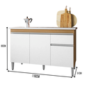 Ver imagem 4 de Balcão Gabinete de Cozinha 3 Portas 120cm Tatiane sem Tampo:amêndoa Branco